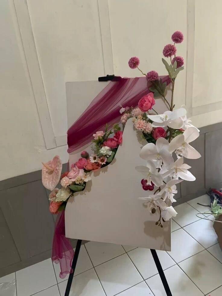 Bảng Welcome Cưới Voan Hồng