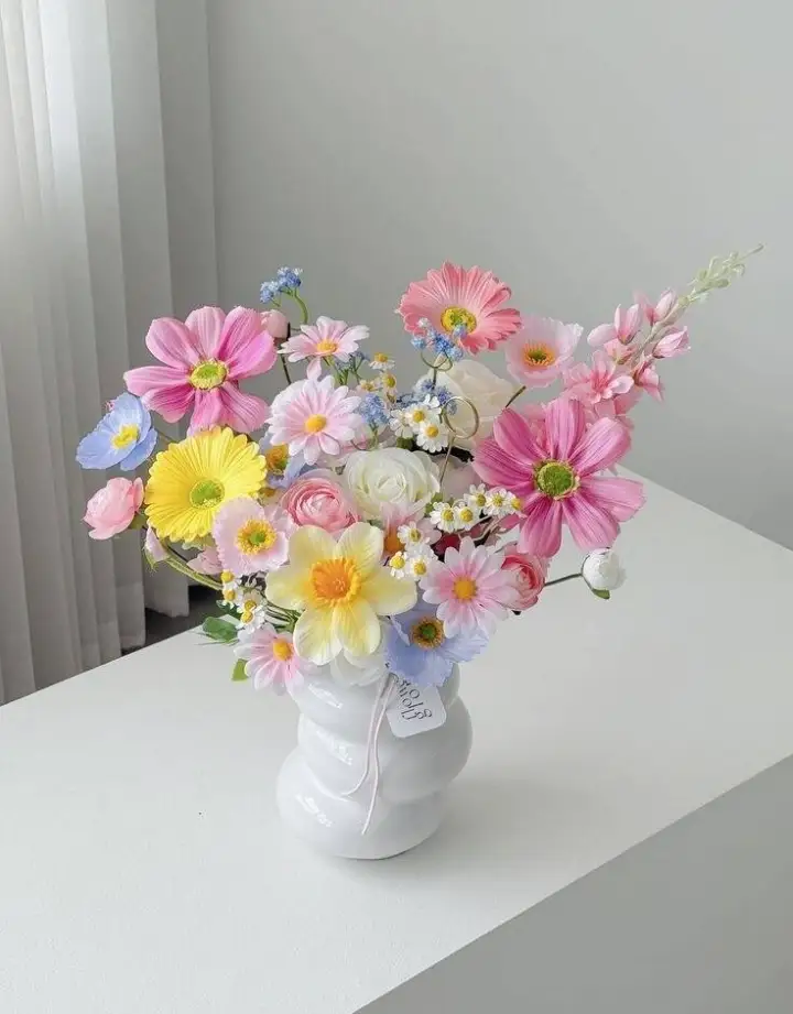 Pastel Spring Silk Flower Vase