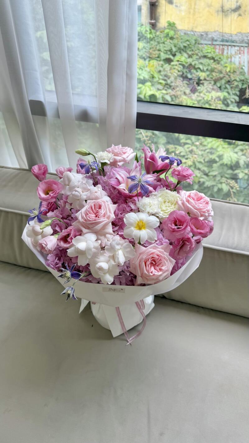 Bó Cẩm Tú Cầu Hồng Mix Hồng Vườn Tông Hồng Tím — ảnh 5