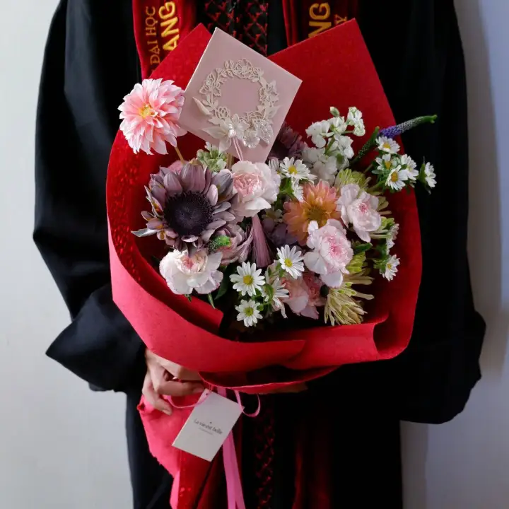 Vintage Velvet Red Graduation Bouquet