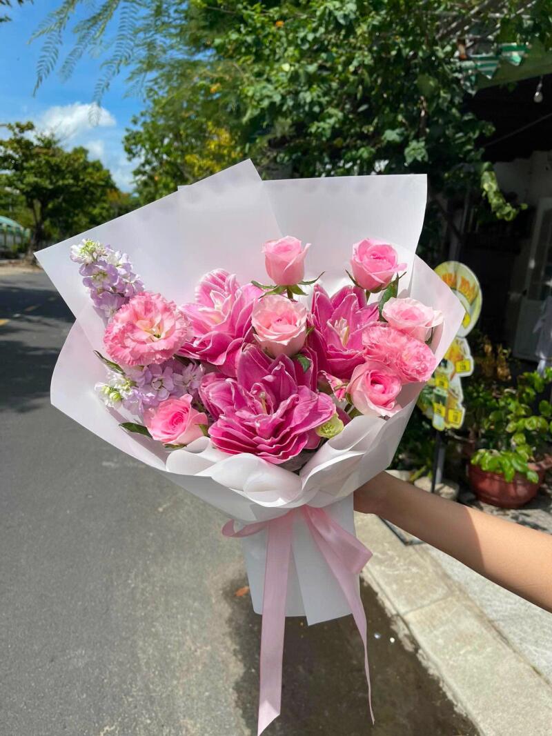 Bó Ly Kép Hồng Sen Mix Hồng Phấn — ảnh 3