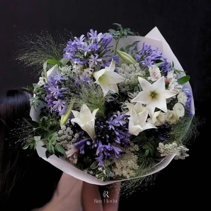 Night Dew White Lily Crystal Bouquet
