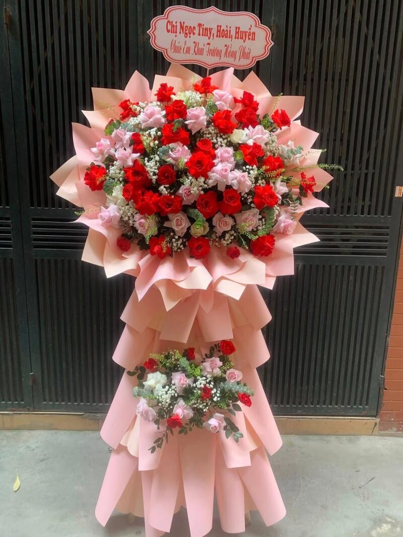 Kệ Hoa Chúc Mừng Đỏ Hồng Giấy Hồng Đào