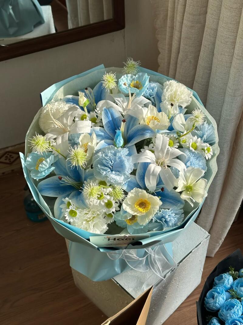 Bó Hoa Lụa Tông Xanh Trắng — ảnh 2