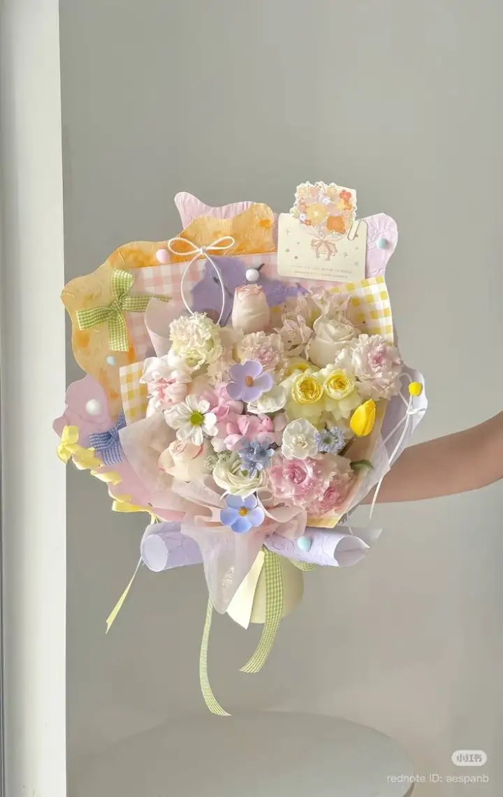 Handmade Scrapbook Silk Flower Bouquet