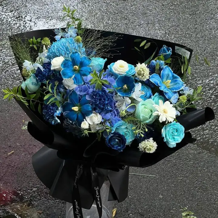 Blue Tulip & Peony Chrysanthemum Bouquet