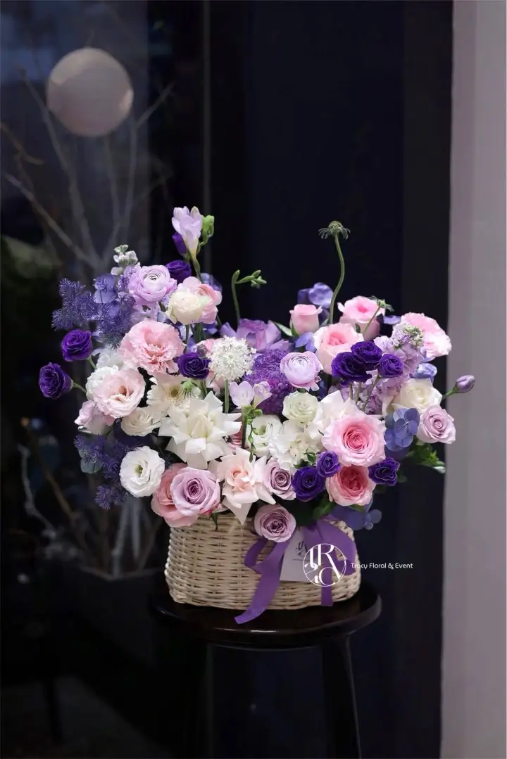 Affectionate Purple & Pink Flower Basket