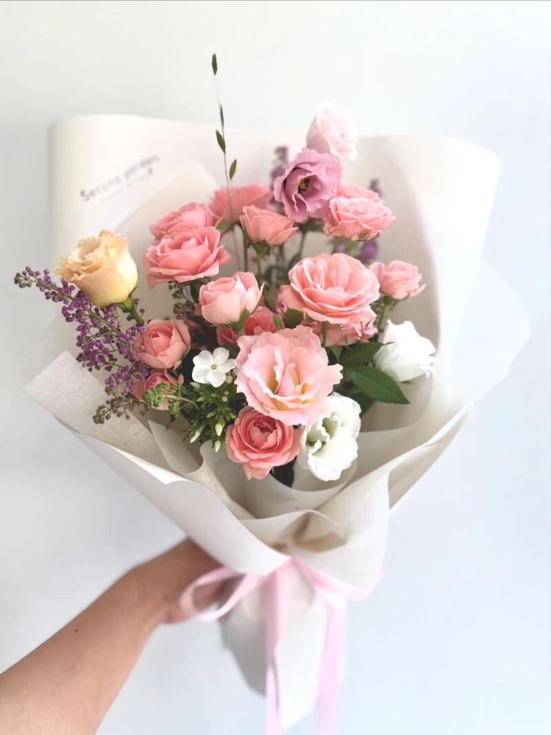 Bó Hồng San Hô Mix Cát Tường Hồng