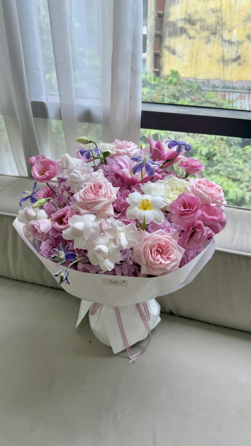 Bó Cẩm Tú Cầu Hồng Mix Hồng Vườn Tông Hồng Tím — ảnh 4