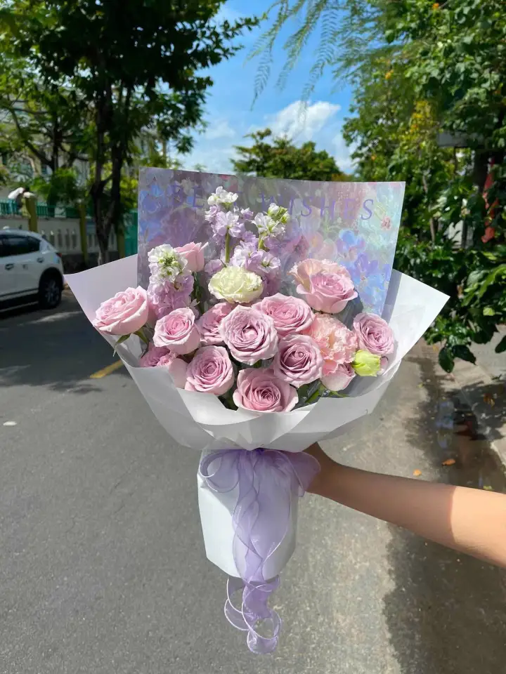 Smoky Lilac Rose & White Lisianthus Bouquet — photo 5