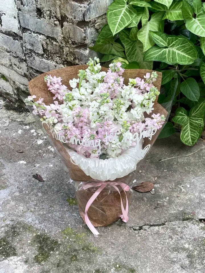 Pink & White Violet Graduation Congratulations Bouquet