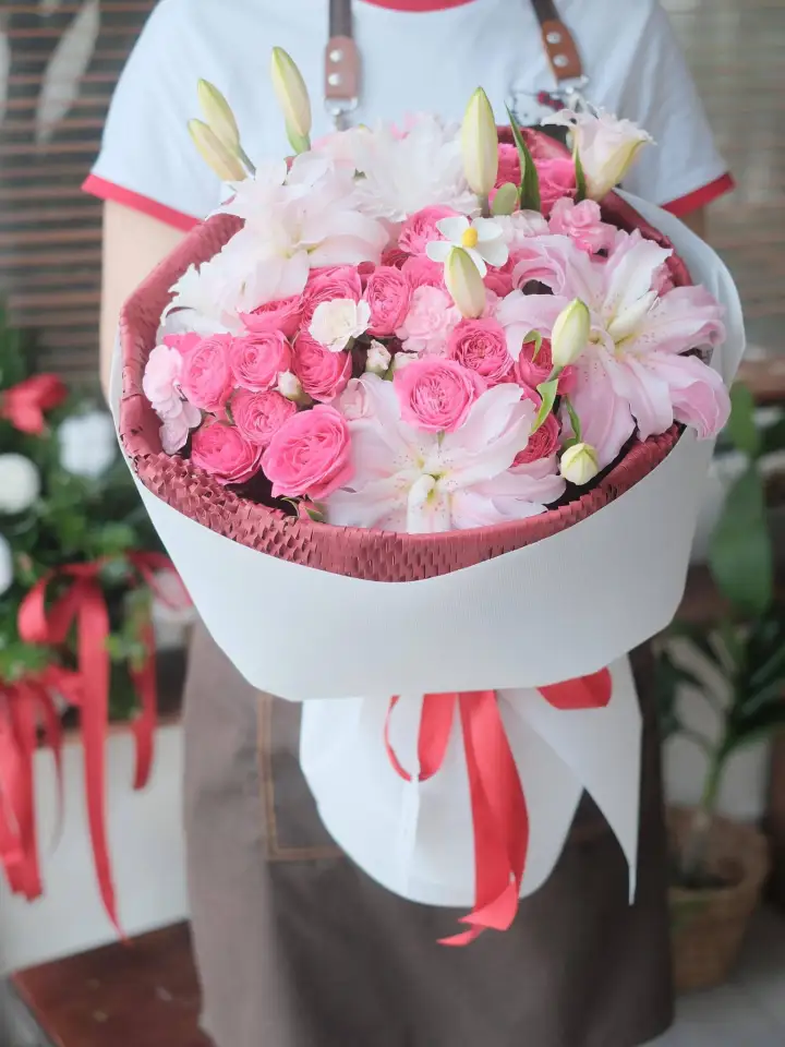 Pink Stargazer Lily & Hot Pink Bouquet
