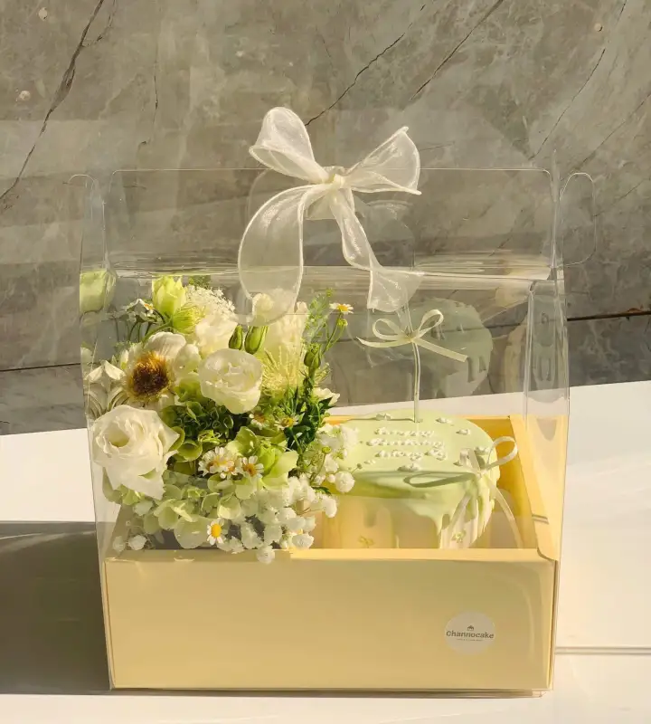 Fresh Mint Cake & White Flower Gift Set