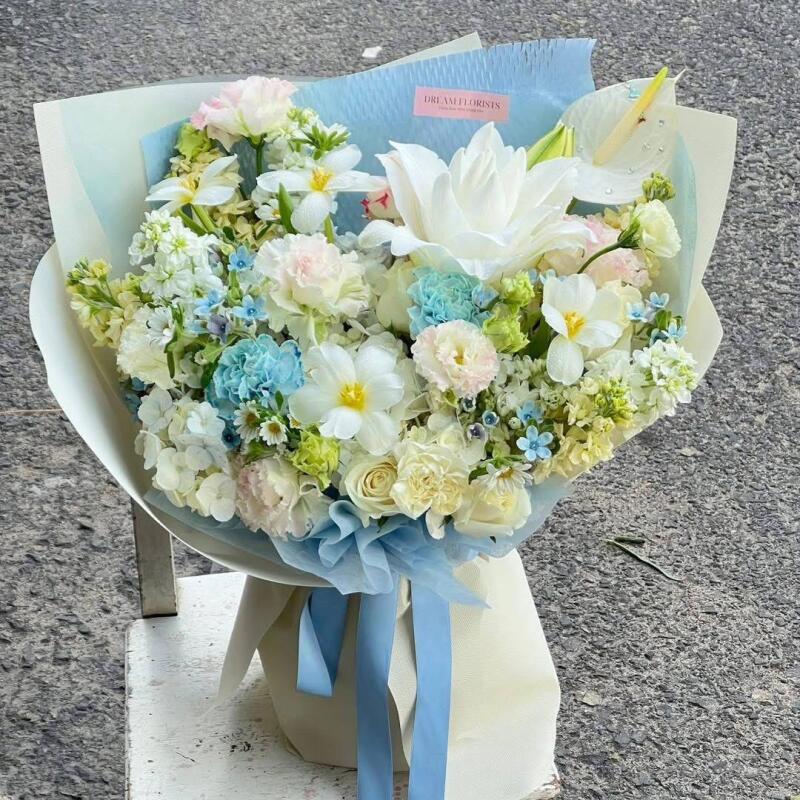Bó Hoa Pastel Xanh Baby Dịu Dàng