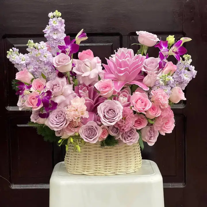 Pastel Rose & Purple Orchid Basket — photo 3
