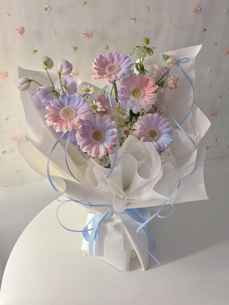 Bó Đồng Tiền Pastel Kẹo Bông