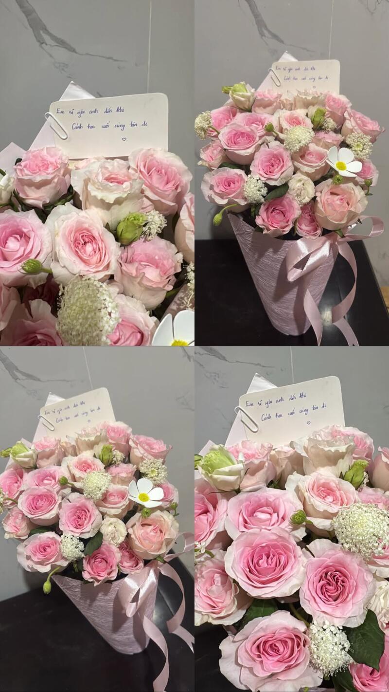 Bó Hồng Ohara Hồng Kèm Thiệp Viết Tay — ảnh 4