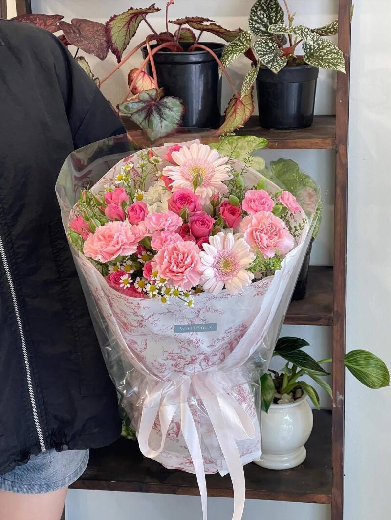 Bó Hoa Đồng Tiền Hồng Cúc Tana