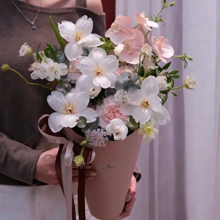 Early Dew Tulip & Phalaenopsis Orchid Bouquet