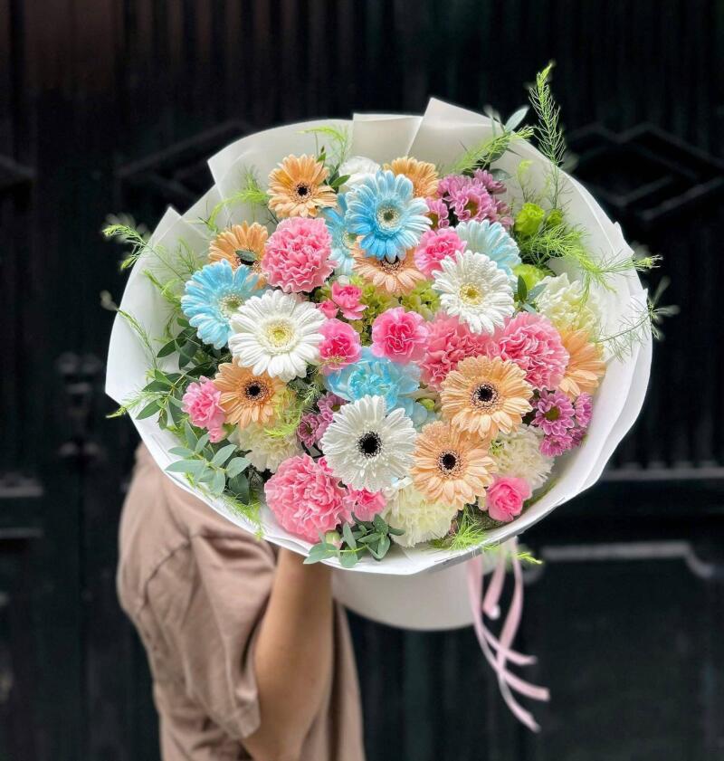 Bó Hoa Đồng Tiền Pastel Đa Sắc