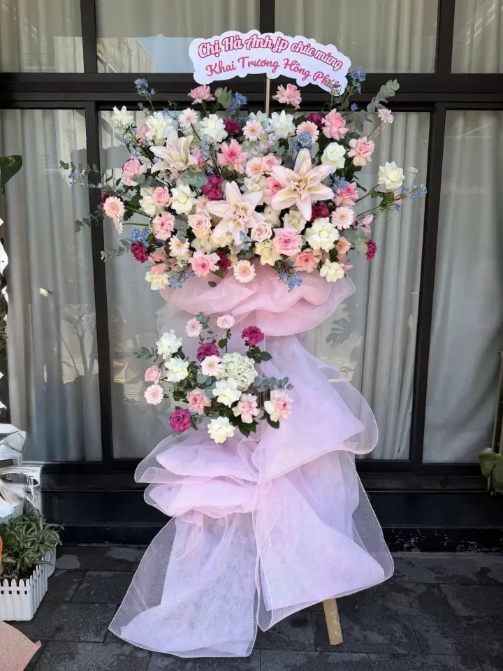 Pastel Pink Grand Opening Stand with Pink Tulle