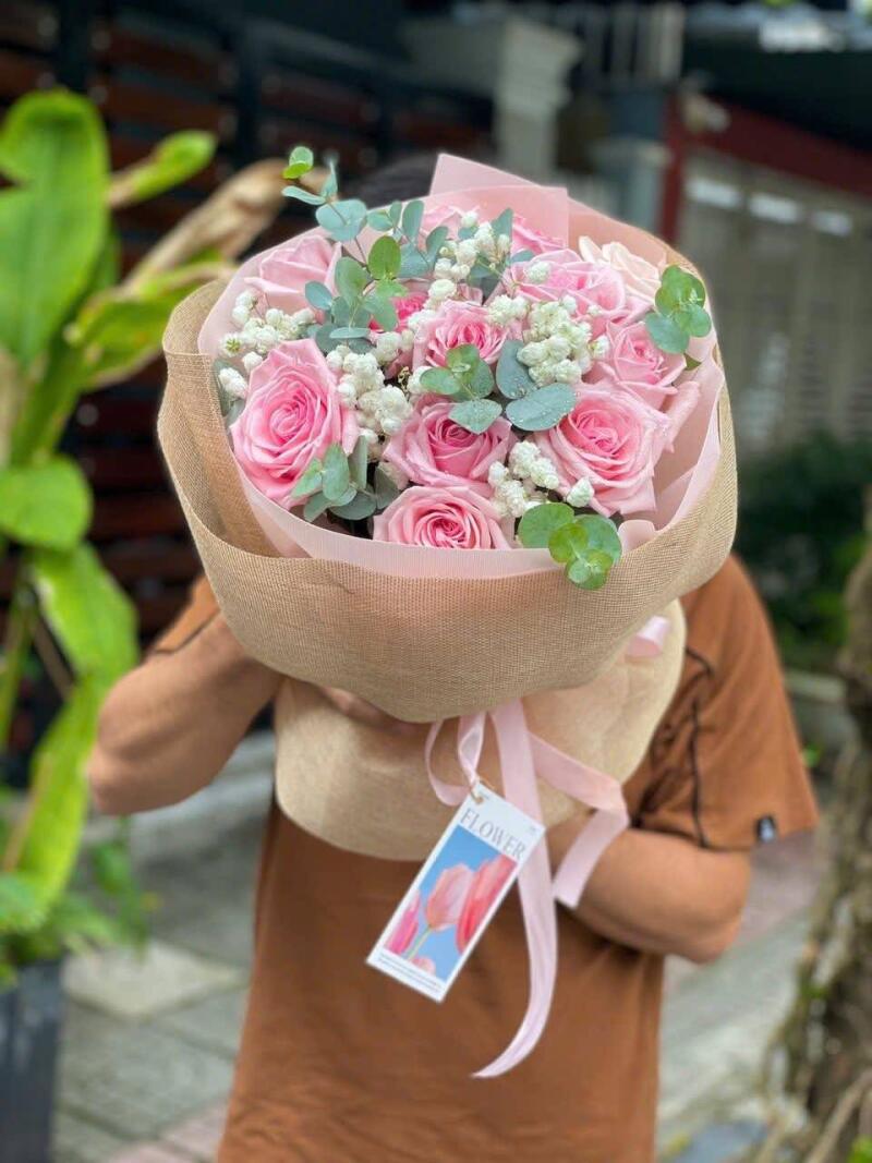 Bó Hoa Hồng Sen Baby Giấy Bố