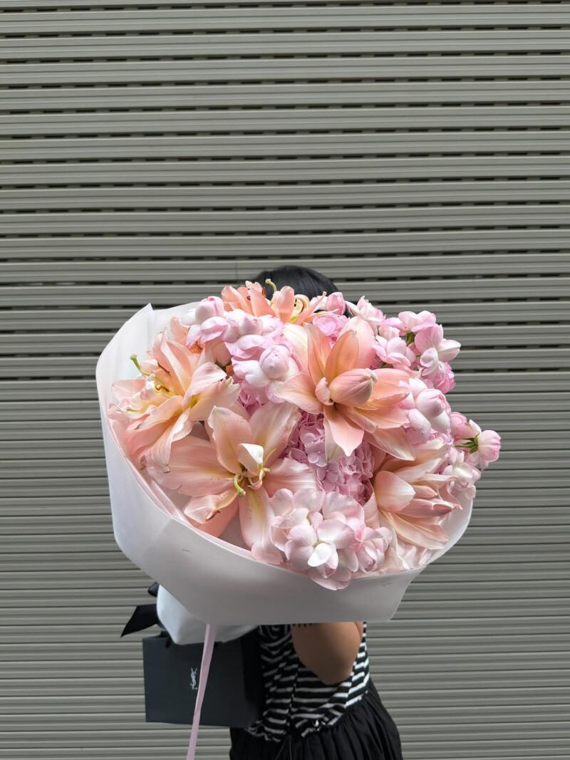Bó Cẩm Tú Cầu Hồng Mix Ly Cam Đào — ảnh 3