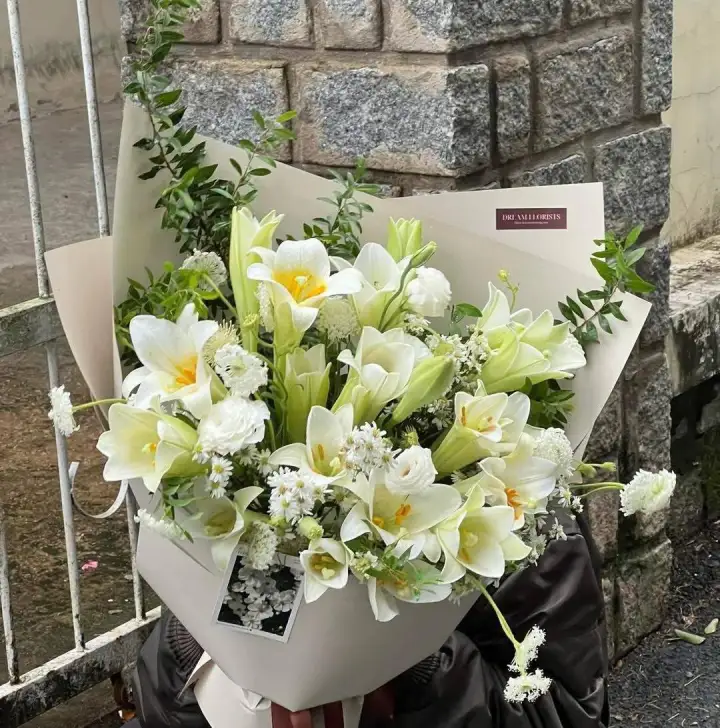 Graceful White Trumpet Lily Bouquet