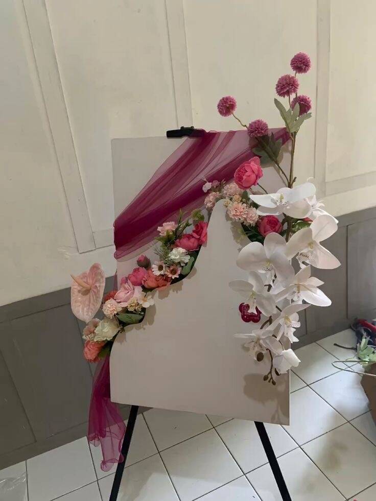 Bảng Welcome Cưới Voan Hồng