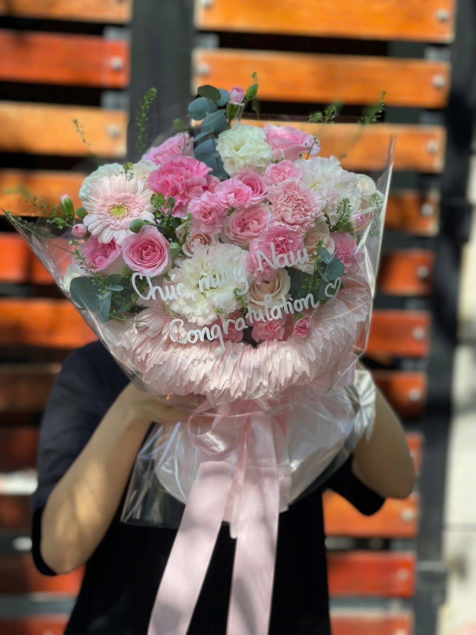 Bó Hoa Chúc Mừng Hồng Pastel