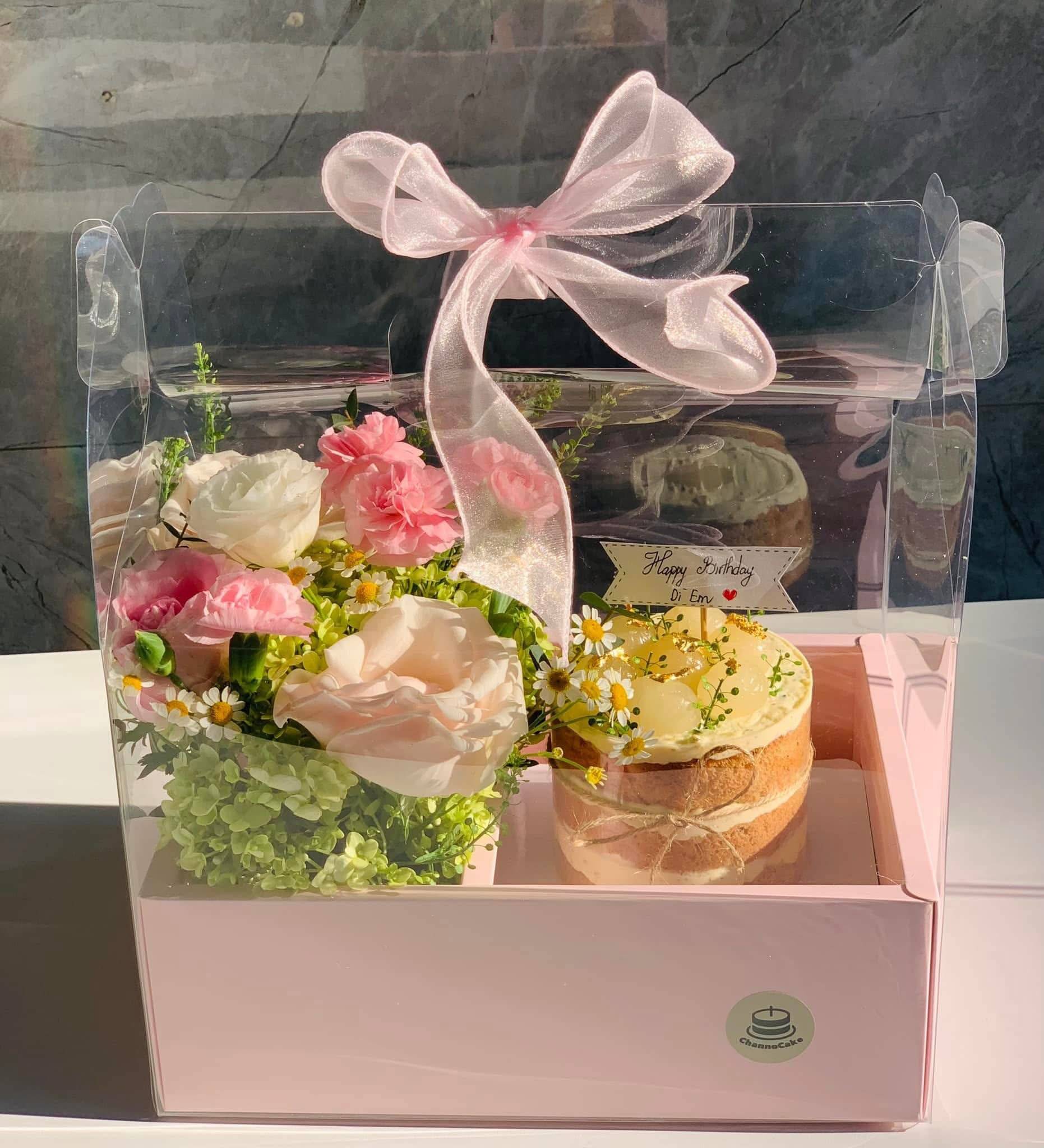 Set Quà Hoa Bánh Kem Hồng Pastel