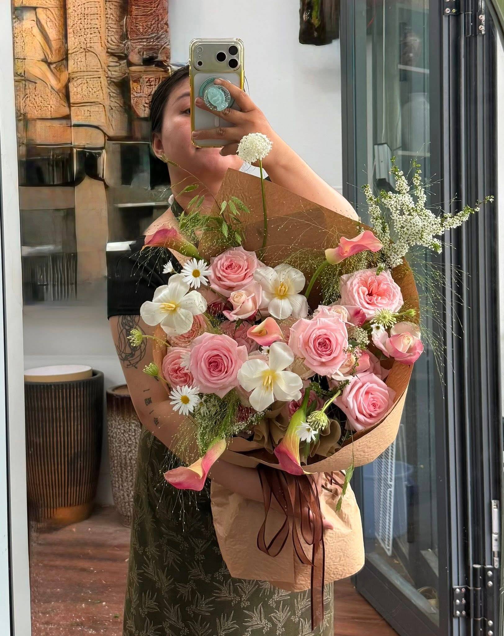 Bó Hoa Hồng Rum Phong Cách Vườn