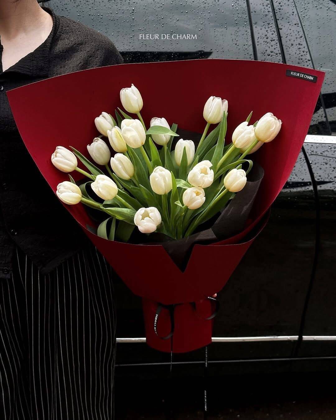 Bó Tulip Kem Quý Cô Cổ Điển