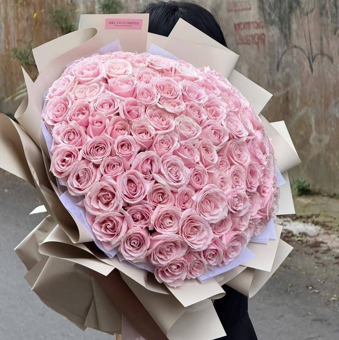 Bó 100 Hồng Phấn Ngọt Ngào