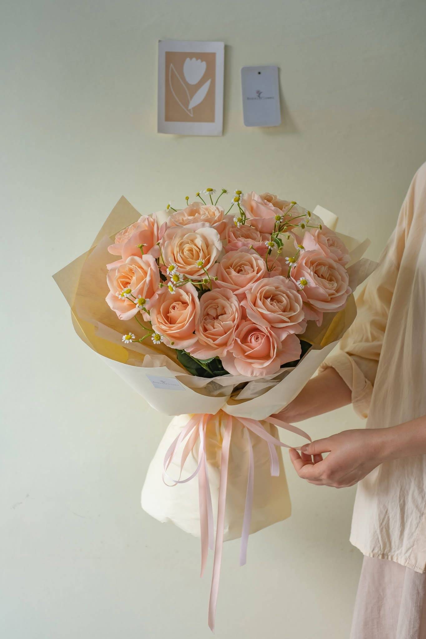 Bó Hồng Cam Đào Dịu Ngọt