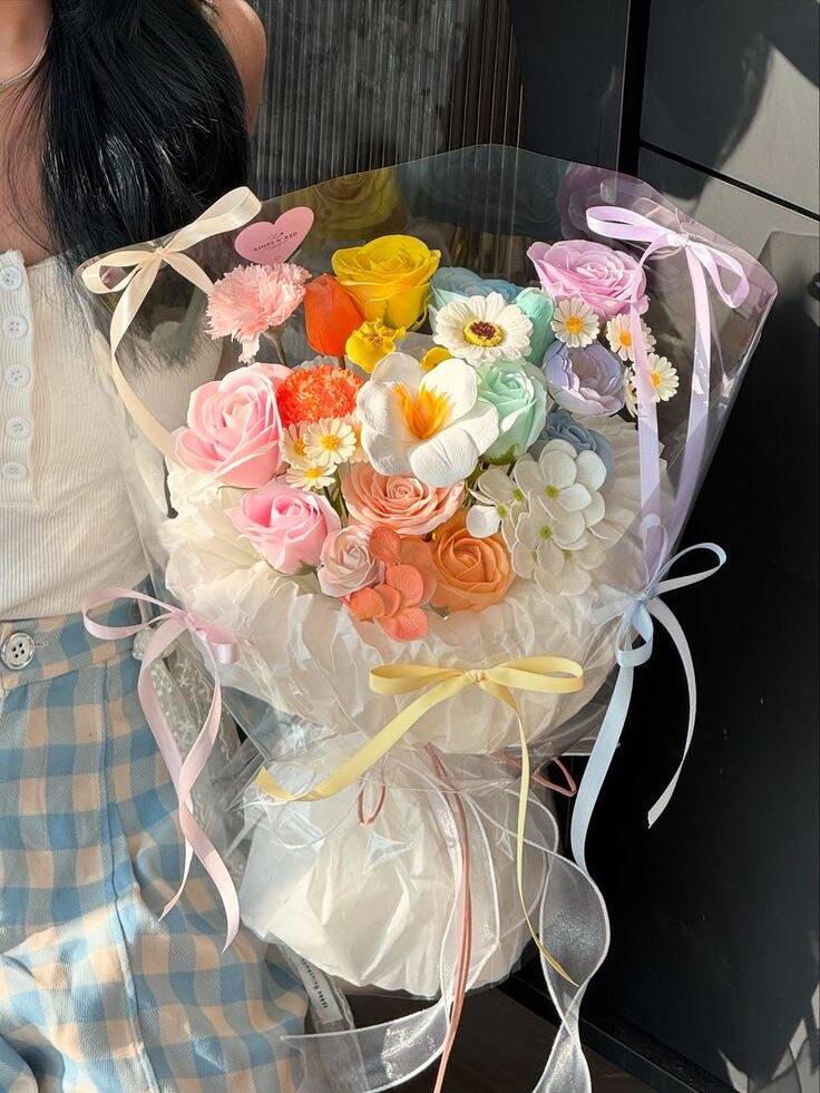 Bó Hoa Sáp Cầu Vồng Pastel